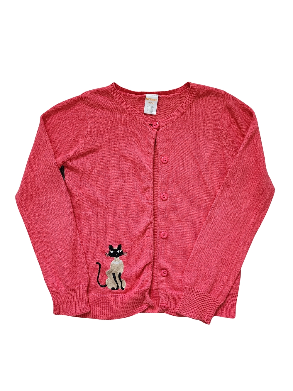 Gymboree Girl's Pink Button-Up Cardigan with Cat Applique